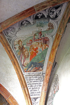 festa per la vittoria di Davide su Golia; affresco nel chiostro della chiesa dei Domenicani a Bolzano