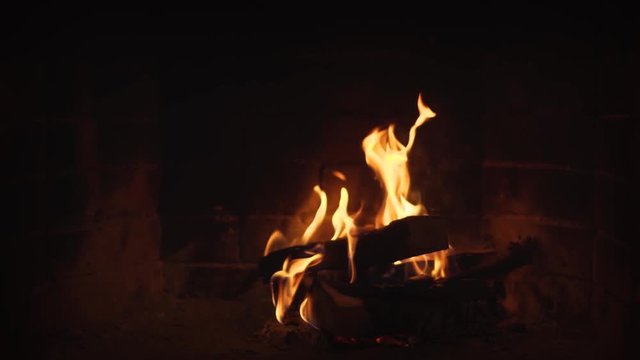 Romantic Fire in Fireplace