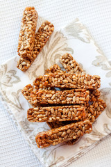 Gozinaki bars made of sunflower seeds and honey