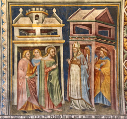 Obraz premium affesco del ciclo della storie di San Giovanni Battista nella chiesa romanica di San Giovanni in Villa a Bolzano