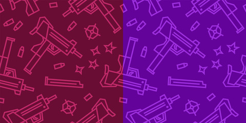 Guns Low Poly Seamless Pattern V2. 2 Versions