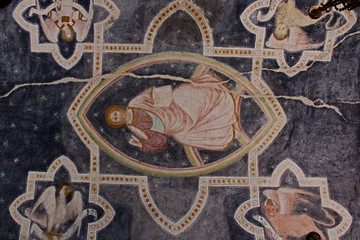 Cristo benedicente; affresco sul soffitto della chiesa di Santa Maria Maddalena presso Bolzano