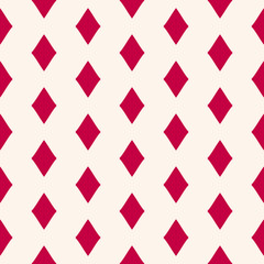 Vector geometric seamless pattern with red rhombuses, lozenges. Diamonds texture