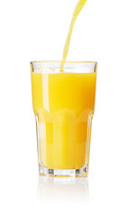 glass of orange juice isolated on white background
