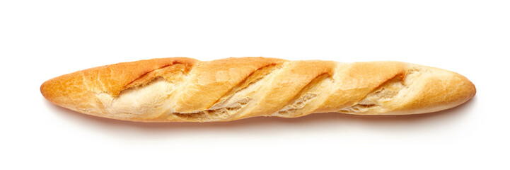 loaf of baguette bread isolated on white background