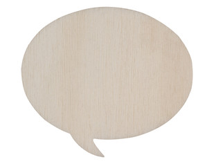 wooden speech bubble isolated on white background