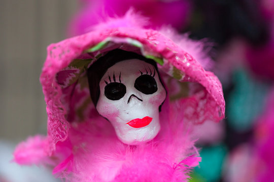 Decorated Catrina Doll For Dia De Los Muertos, Day Of The Dead