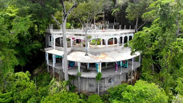 Drone view of ruins along Costa Rican coast