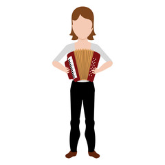Female avatar playing an accordion. Vector illustration design