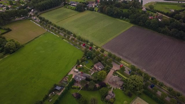 Truck parade with lots of trucks and trailers. Many transport companies participate in this parade.