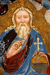 io Padre benedicente; affresco della chiesa romanica di San Martino in Campiglio presso Bolzano