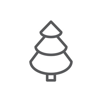 Spruce line icon with editable stroke vector illustration - outline symbol of evergreen pine tree for natural design.