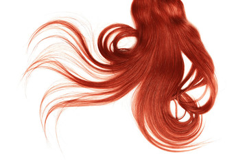 Disheveled red hair isolated on white background