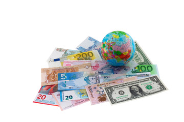 Geldscheine, Währung, Erdkugel, Welt