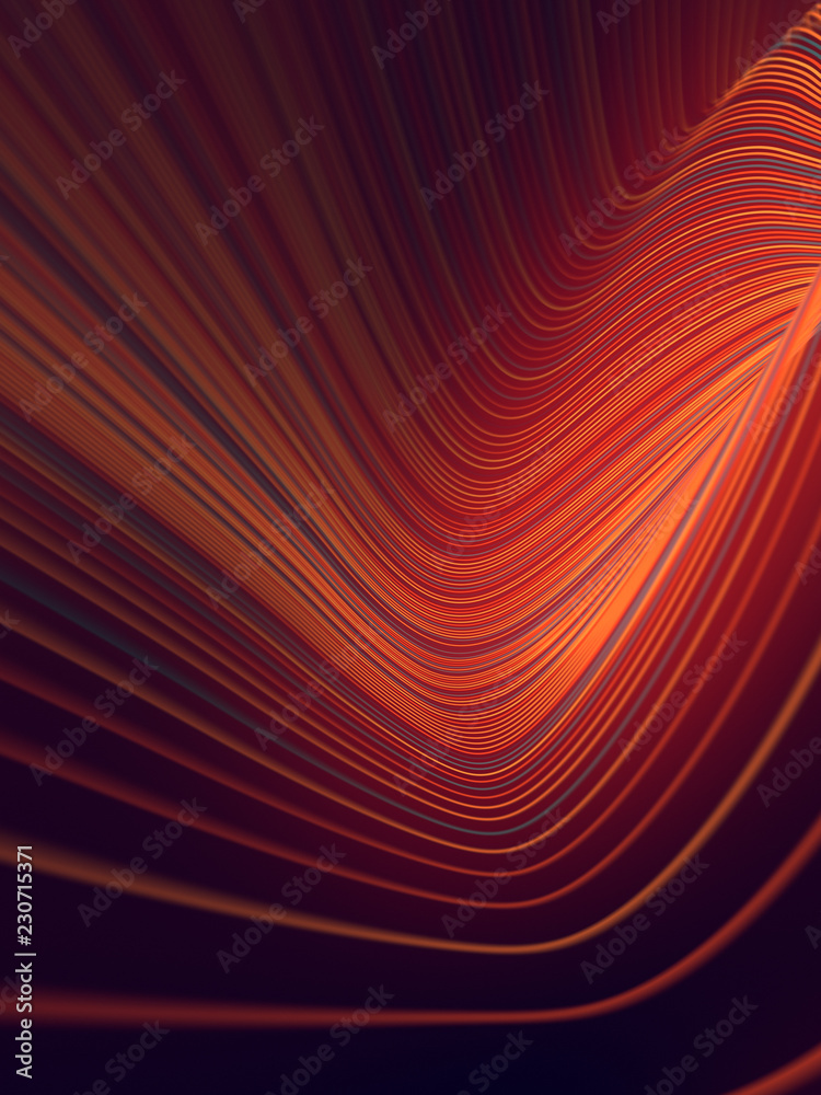Aufkleber Digital red colored lines abstract background. 3d rendering