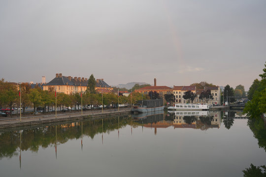 Nancy,France-October 11, 2018: Canal de la marne au Rhin or The Marne-Rhine Canal in Nancy