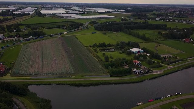 Truck parade with lots of trucks and trailers. Many transport companies participate in this parade.