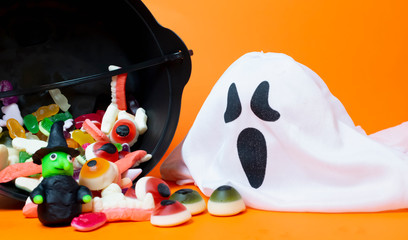 witch, ghost, cauldron of sweets