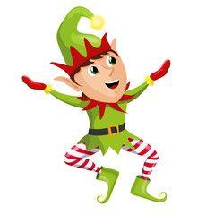 Happy X-mas Elf, Christmas character, isolated on white background