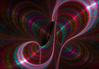 Obraz premium Koncepcja kosmologii teorii strun - kontinuum czasoprzestrzenne krzywizny i tunel czasoprzestrzenny, osobliwość, soczewka grawitacyjna - matematyczne piękno niebiańskie