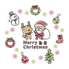 クリスマス　イラスト　手描き風