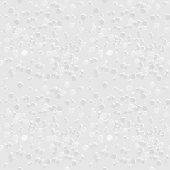 Seamless geometric pattern of gray and white texture background, many dot sizes, similar to styrofoam texture. Flat design vector. Use as background, wallpaper, wrap paper, tile, fabric prints.