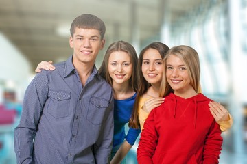 Group of happy school Students smiling at camera