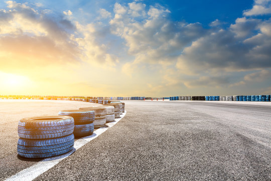 Car track and sky beautiful cloud scenery at sunset