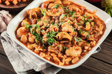 Pasta e fagioli - pasta with beans and parmesan