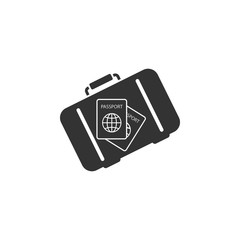 Luggage with passport icon. Element of airport icon for mobile concept and web apps. Detailed Luggage with passport icon can be used for web and mobile