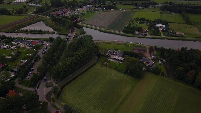 Truck parade with lots of trucks and trailers. Many transport companies participate in this parade.