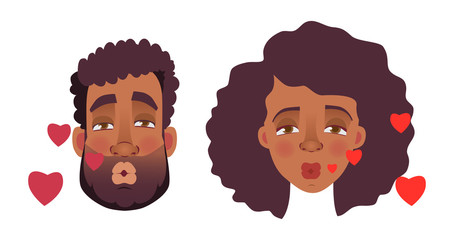 face of African man and woman - kiss