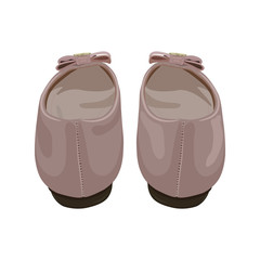 Vector Illustration of Women`s Ballet Flats in Dusty Pink Color, Back View