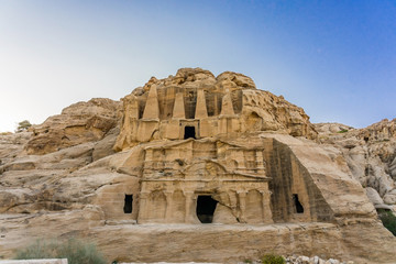 Yellow Obelisk Tomb Bab el-siq Triclinium Outer Siq Canyon Hiking To Entrance Into Petra Jordan Petra Jordan. In front of entrance to Petra