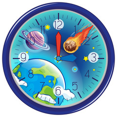 Galaxy clock white background