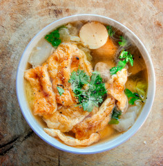 Hot Omelet Soup with Minced Pork, Thai style food, selective focus and with a very shallow depth of field