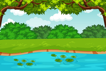 green pond nature scene © blueringmedia