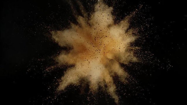 Super slowmotion shot of powder explosion on black background. Shot with high speed cinema camera at 1000fps