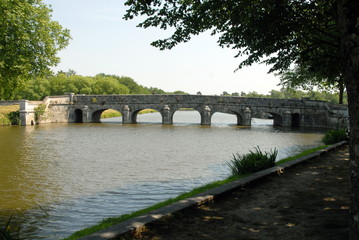 Fototapeta premium Pont de Chambord traversant la rivière du Cosson, 