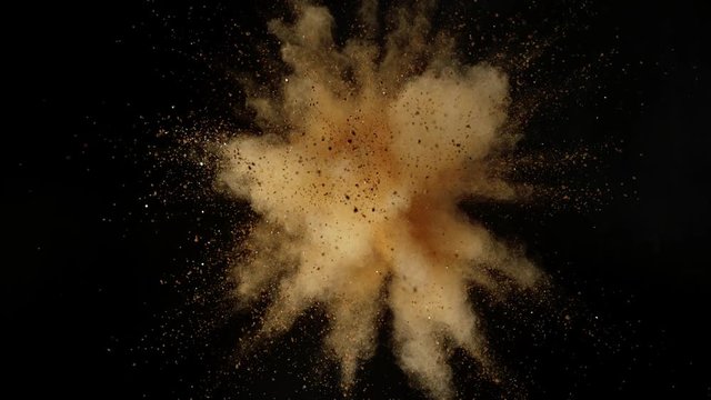 Super slowmotion shot of powder explosion on black background. Shot with high speed cinema camera at 1000fps
