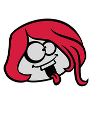 gesicht kopf crazy lustig verrückt wahnsinnig blöd dumm idiot mädchen weiblich frau hübsch kleid schön klein süß niedlich gemalt comic cartoon clipart design