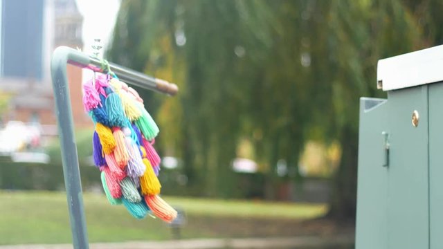 Wool artistic tassel blowing in the wind