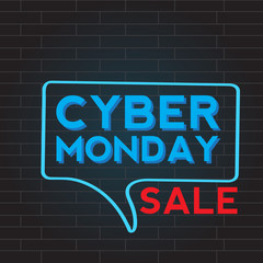 Fototapeta premium Neon cyber monday promotion. Vector illustration design