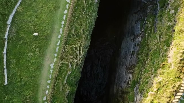 dun briste, downpatrick head. breathtaking scenery, a magnificent coastal view. rock in the sea during sunset. Magic ireland. This is a pretty inspiring view shot by drone revealing the sea.