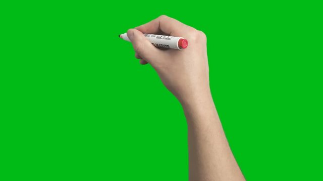 Male Hand Whiteboard Red Marker Scribble Writing Short Strokes Loop Animation  shot on Green Screen Chroma Key and Prekeyed for One Click Keying