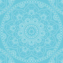 Seamless pattern with mandala ornament. Hand drawn illustration