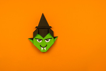 Fototapeta premium Orange background with collection of Halloween