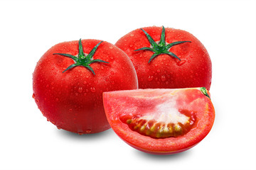 red tomato sliced  isolated on white background