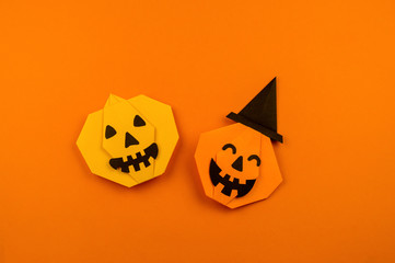 Orange background with collection of Halloween