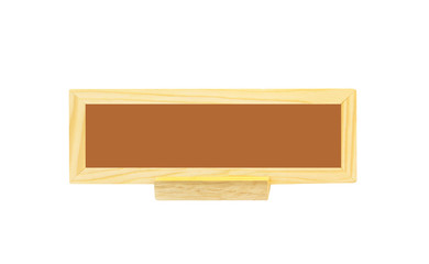 Close up empty modern natural patterns wood sign frame for lay on the table isolated on white background with clipping path